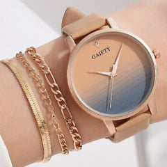 GAIETY Elegant Simplicity Ladies Dress Wristwatches Women Fashion Watches Luxury Casual Gradient Colours Female Quartz Leather Watch.