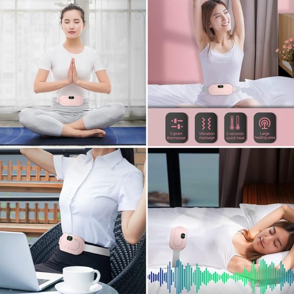 Heating Pad Women Period Pain Cramp Relief Belt | Portable Electric Menstrual Heating Pad With 3 Heat Levels & 4 Massage Modes For Belly And Waist Pain Relief .