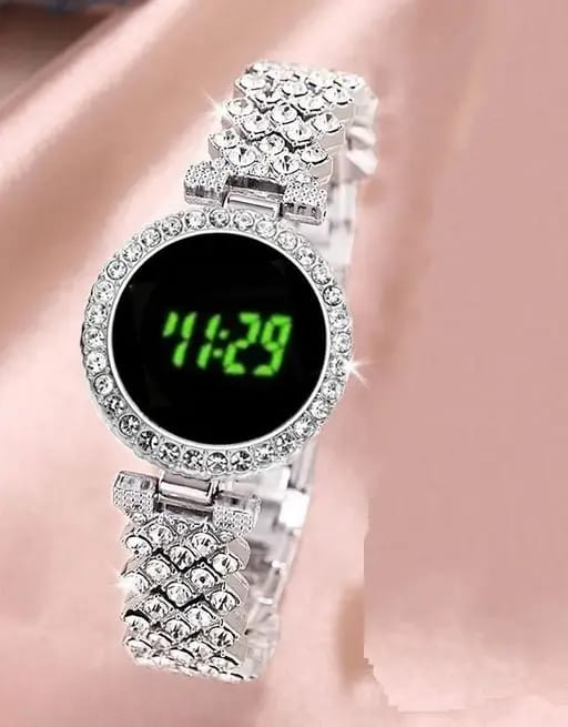 Ladies Round Dial Digital Watch Elegant Design Clear Display Comfortable Strap Easy To Use Reliable Performance Perfect For Daily Wear - Black