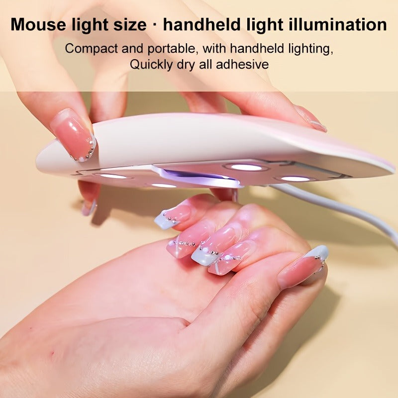 6W Mini Portable UV LED Nail Lamp Light with Dual Timer (45s/60s) - USB-Powered Gel Polish Curing Dryer for Home, Travel, and Quick Nail Art Design (Random Color)