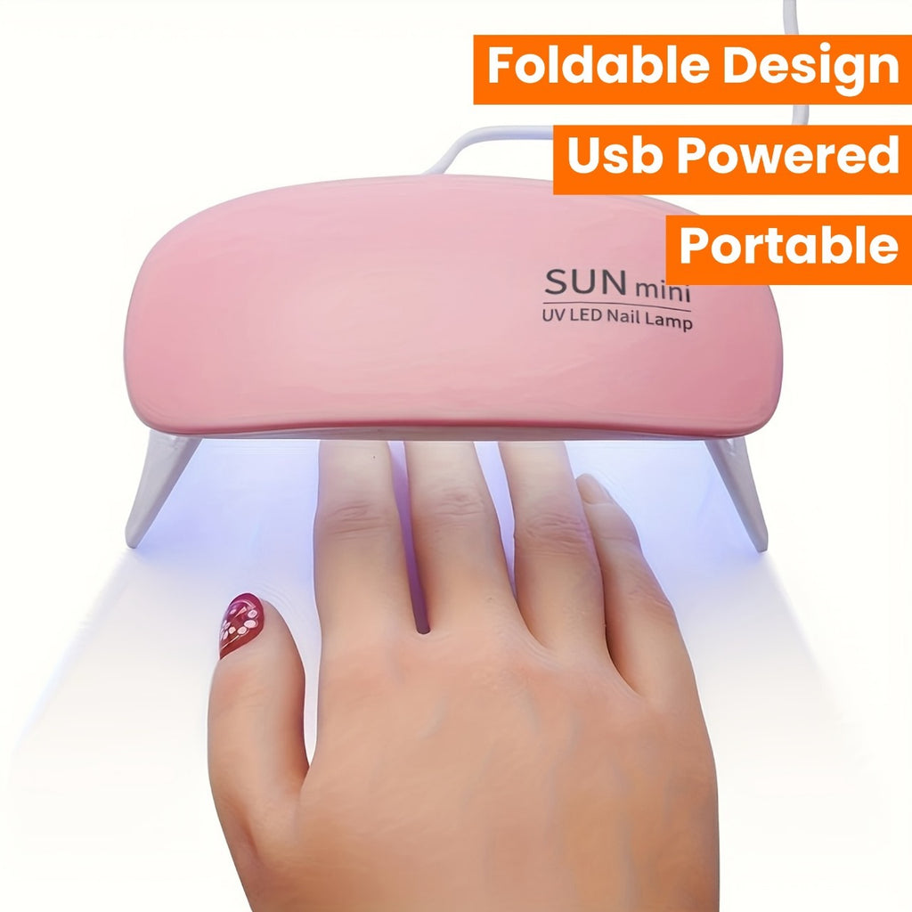6W Mini Portable UV LED Nail Lamp Light with Dual Timer (45s/60s) - USB-Powered Gel Polish Curing Dryer for Home, Travel, and Quick Nail Art Design (Random Color)