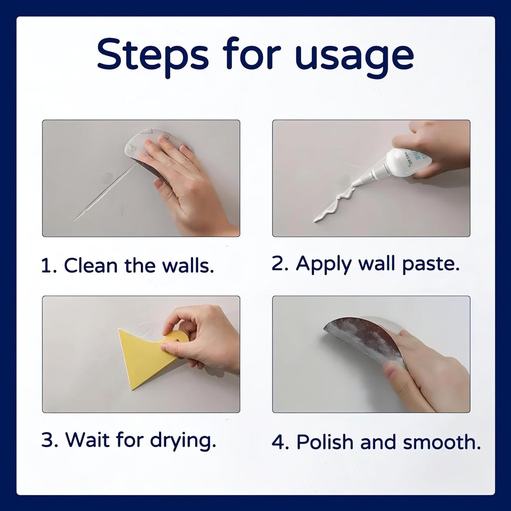 Wall Repair Paste 200gm – White Waterproof Crack Filler With Scraper, Wall Putty & Hole Mending Agent for Damaged Walls and Joints