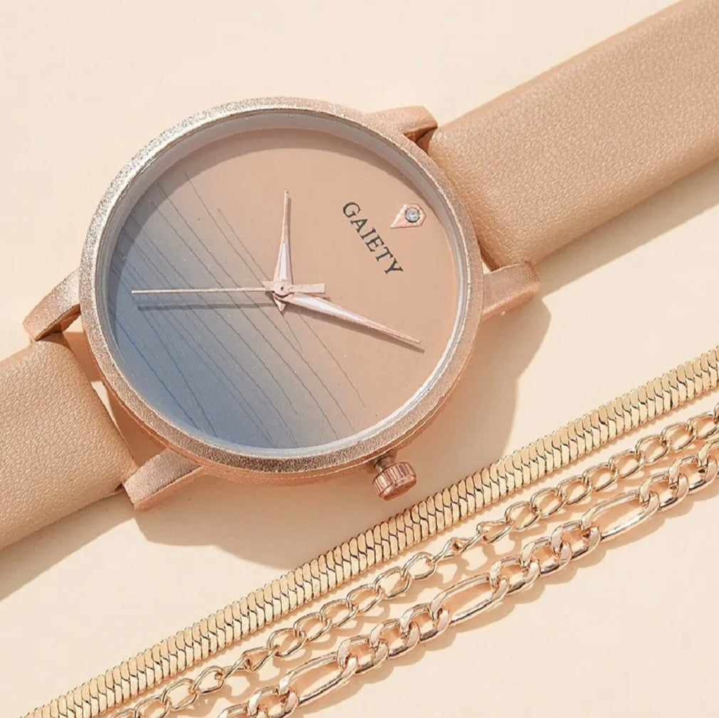 GAIETY Elegant Simplicity Ladies Dress Wristwatches Women Fashion Watches Luxury Casual Gradient Colours Female Quartz Leather Watch.